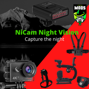 NiCam Night Vision Action Camera Rig Kit With Infrared Light
